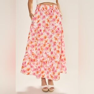 Francesca's Collections Vibrant Floral Maxi Skirt